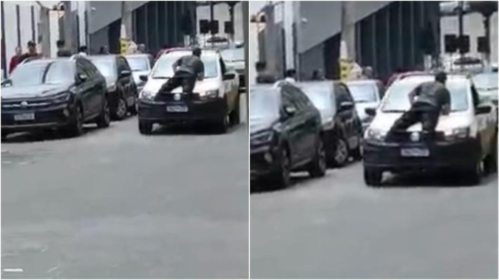 motorista capô de carro