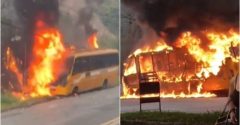 ônibus pega fogo bh