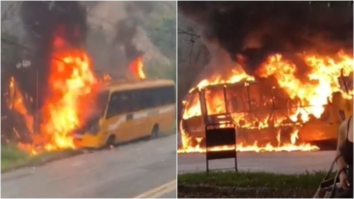 ônibus pega fogo bh