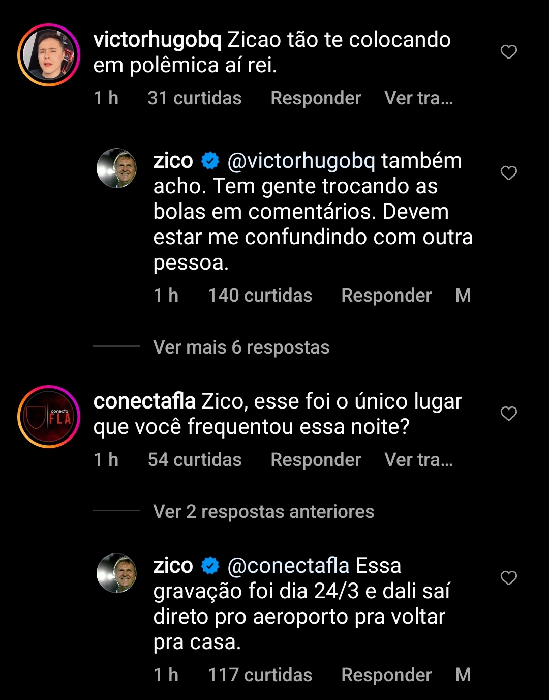 Zico fala sobre suposta foto ao lado de acompanhante de luxo