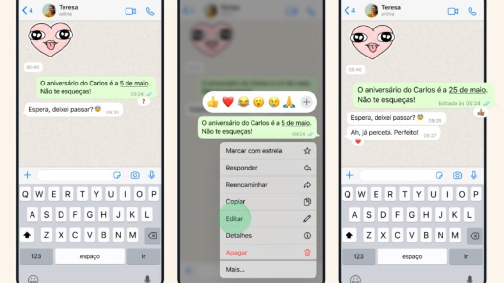 Editar mensagens no WhatsApp