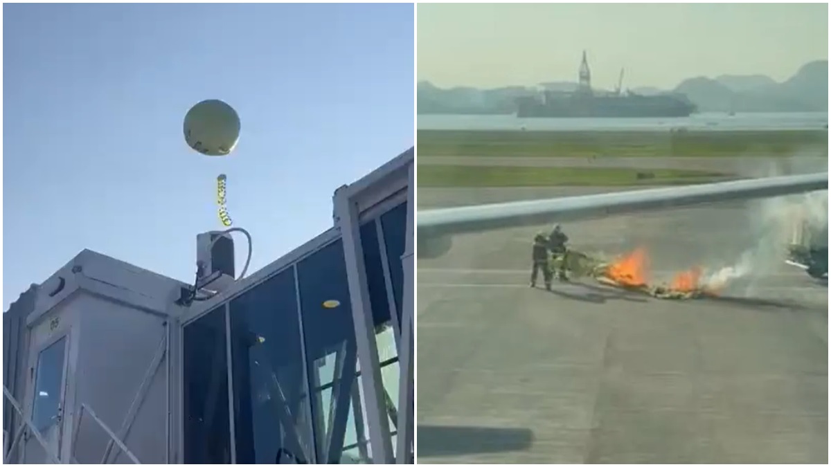 balão cai aeroporto rio