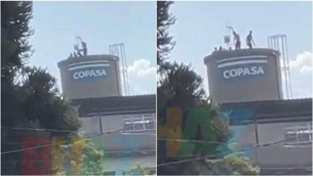 jovens nadando em caixa d'água da copasa em bh