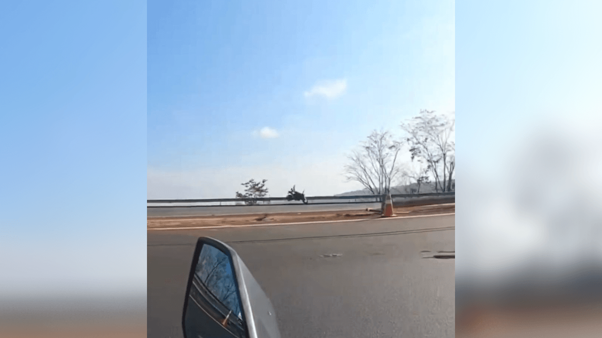 motociclista caindo de ribanceira em araguari