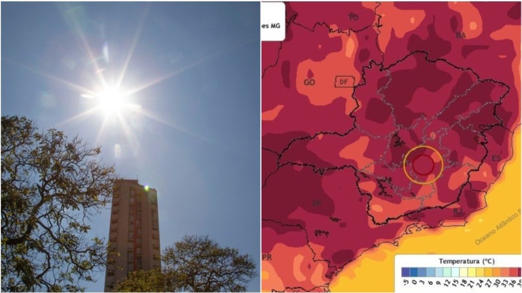 dia ensolarado bh e mapa da temperatura prevista em minas gerais