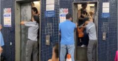 passageiros preso elevador metrô