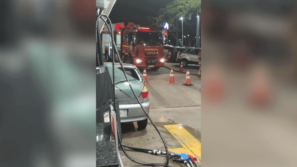 carro bate em bomba de combustível posto de gasolina risco de explosão bh