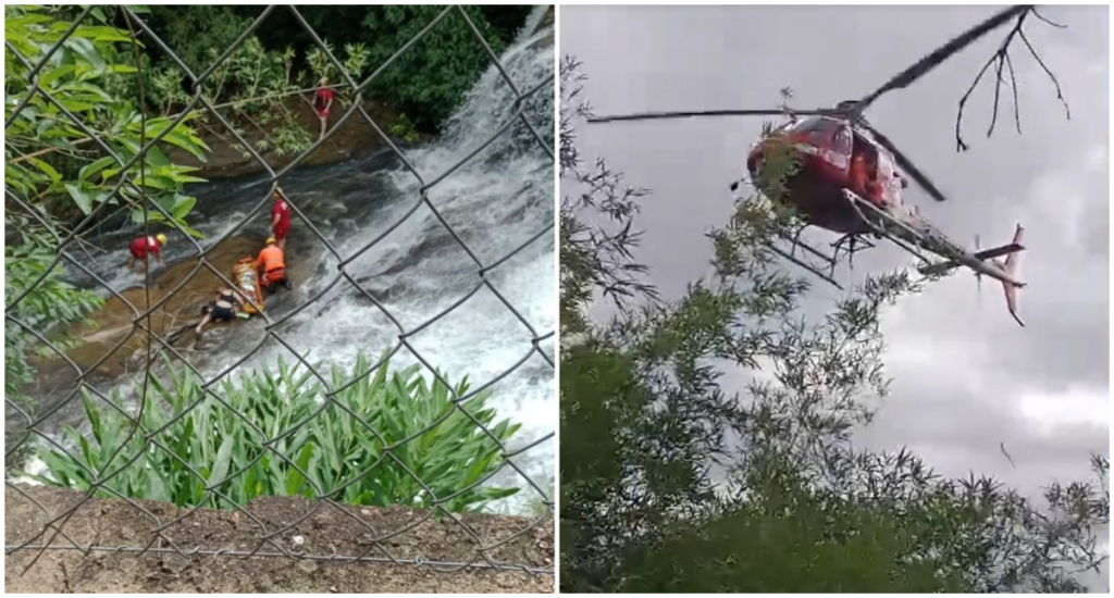 Mulher cai em cachoeira de Andradas e é resgatada