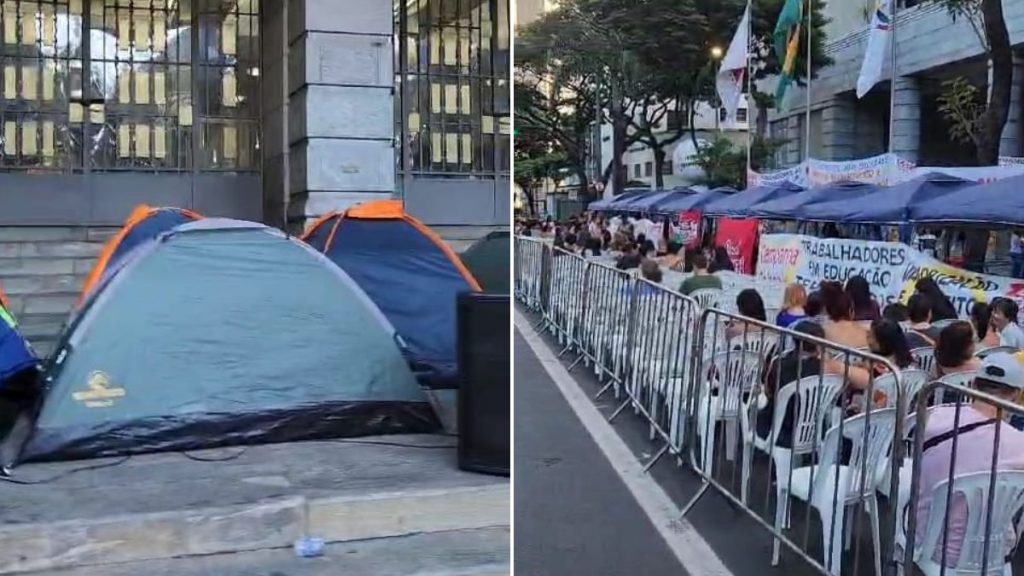 Servidores terceirizados da educação de BH entraram em greve nesta segunda-feira (24)