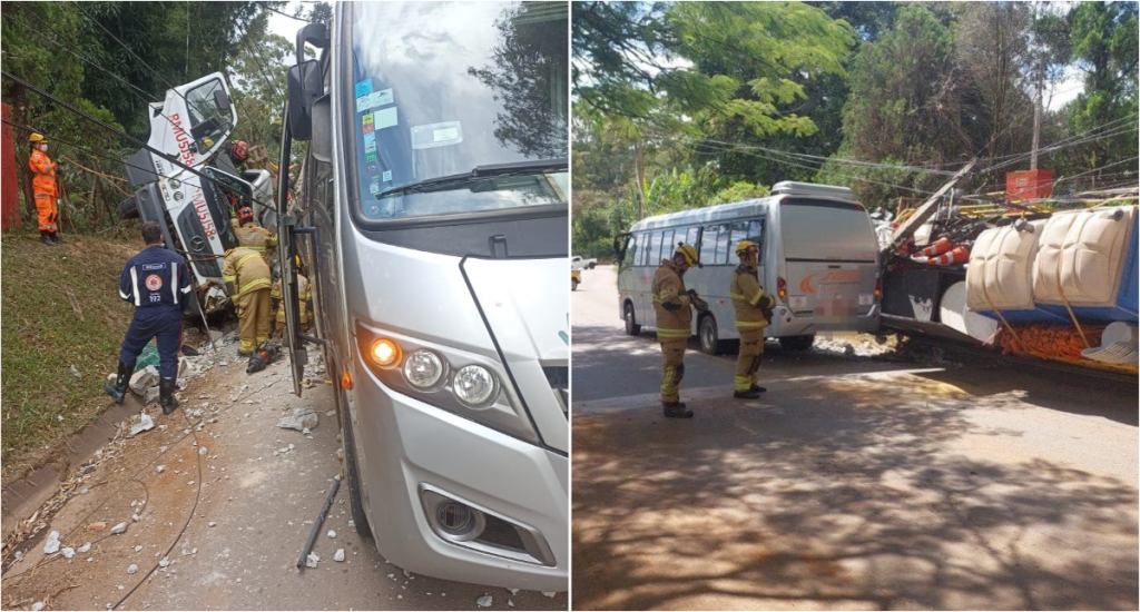 Dois homens ficam feridos em acidente entre micro-ônibus e caminhão em MG