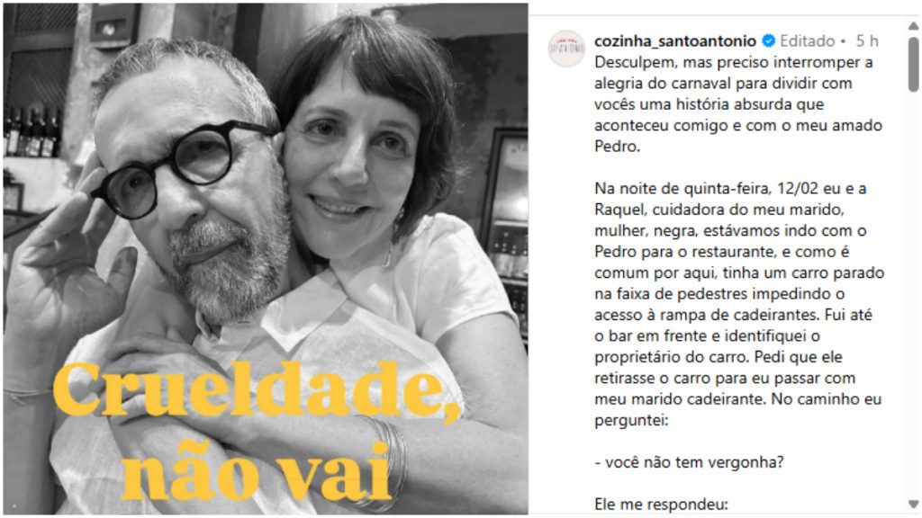 Chef Santo Antônio discriminação cadeirante