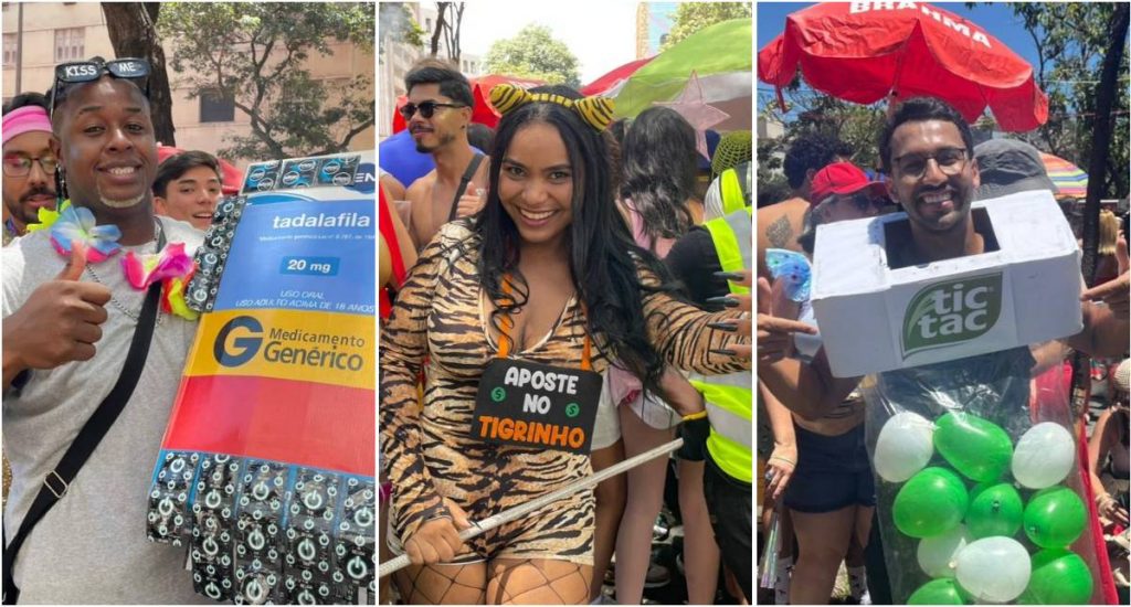 Foliões investiram em fantasias engraçadas para curtir o Carnaval