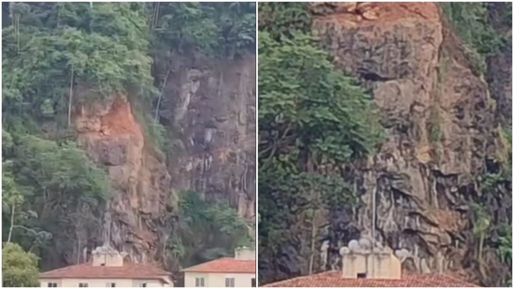 Bloco rochoso cai e atinge área de condomínio em Juiz de Fora
