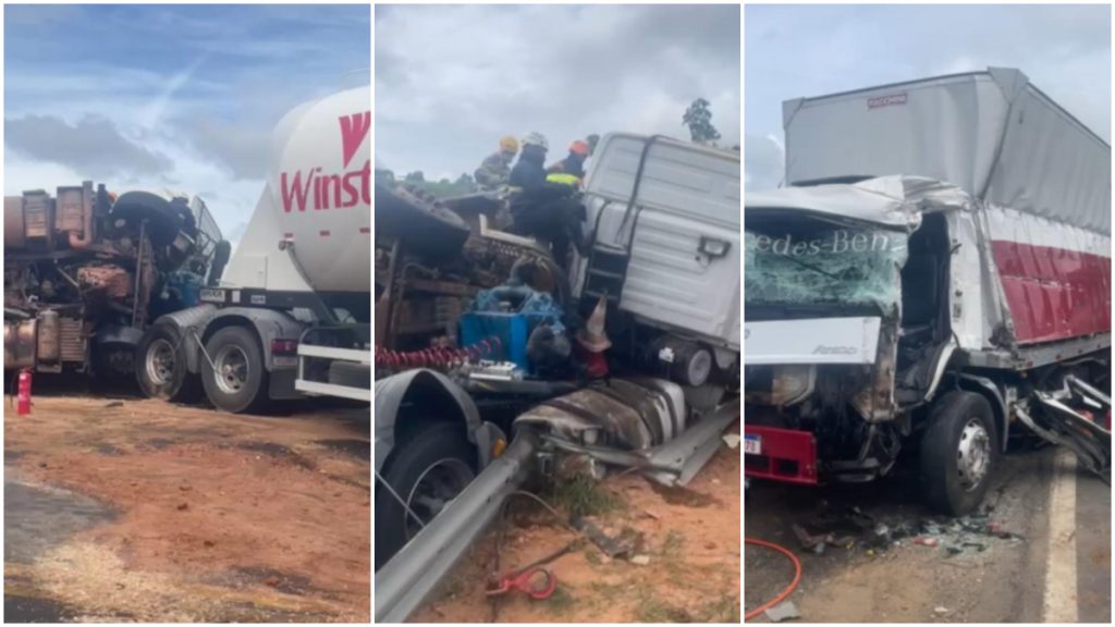 Acidente envolvendo três carretas deixa pelo menos três feridos na BR-381em Minas Gerais; via é interditada
