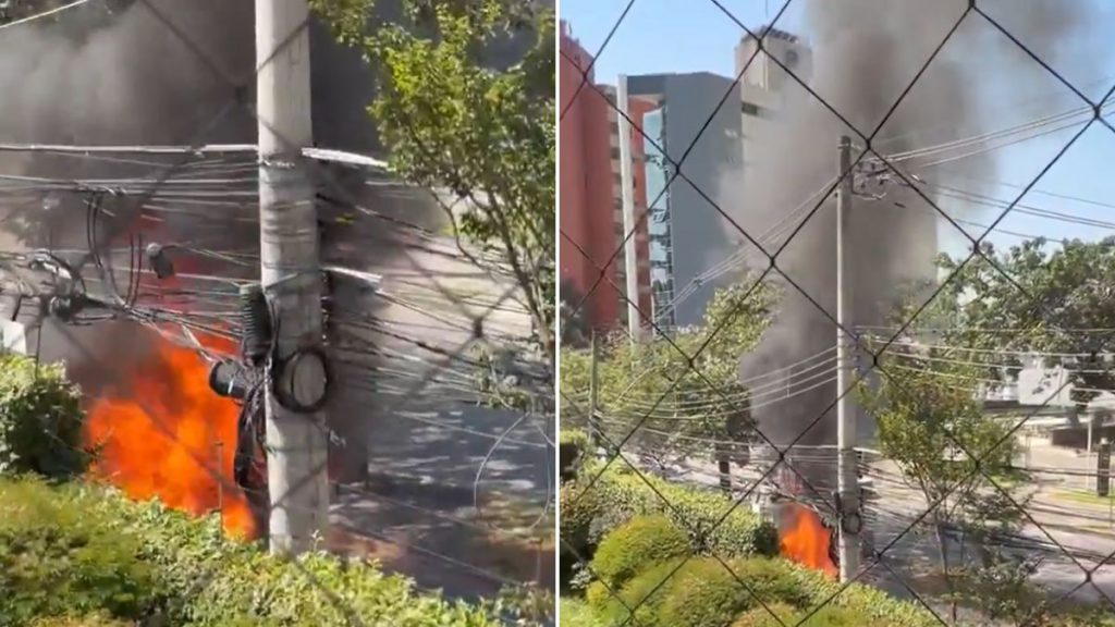 Carro pega fogo na av. Raja Gabaglia e causa congestionamento em BH