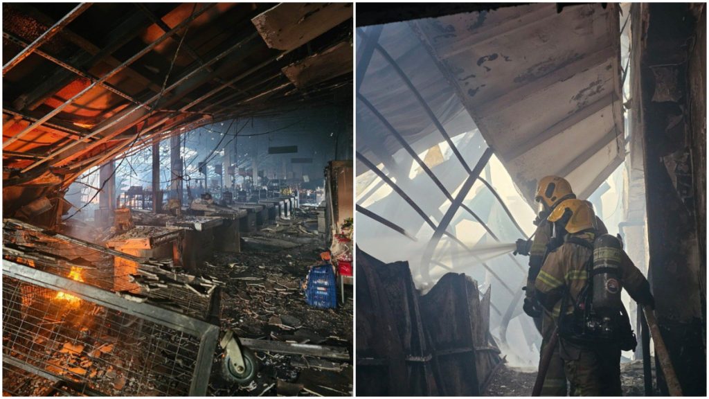 Supermercado fica destruído após pegar fogo em Minas