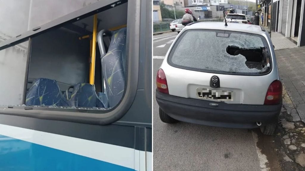 Homem em surto ataca veículos com martelo no Sul de Minas