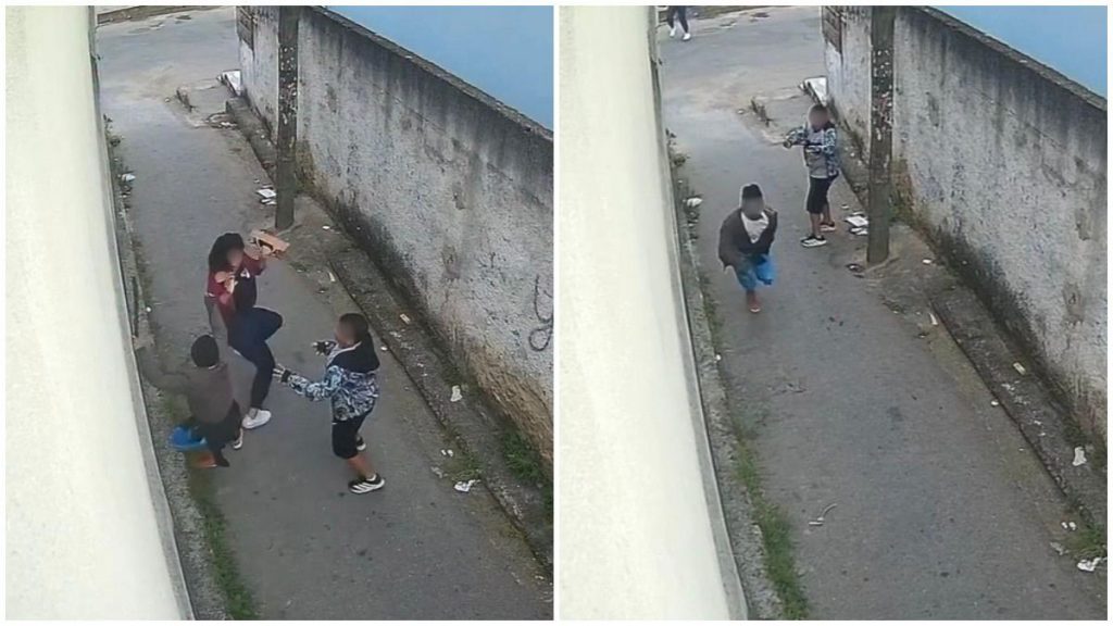 VÍDEO: Mulher, acompanhada do filho de 8 anos, é atacada com homem armado com facão em tentativa de assalto em Santa Luzia