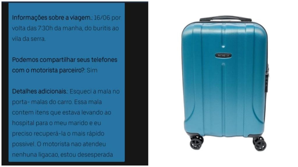 Arquiteta relata prejuízo de R$ 3 mil após esquecer mala em carro de app em BH