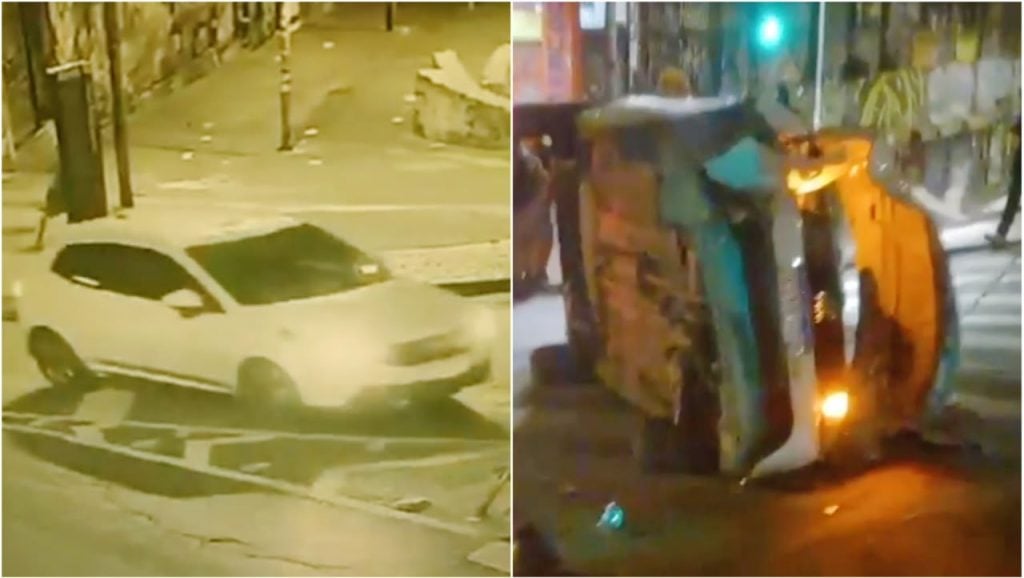 Motorista de aplicativo com sintomas de embriaguez capota carro com outras duas pessoas dentro em BH