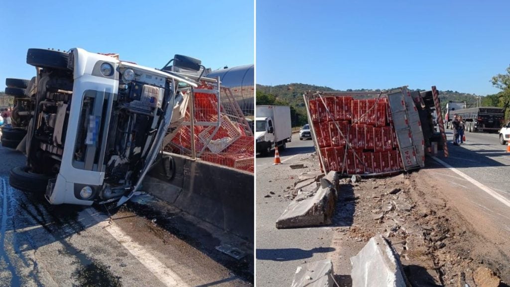 caminhão tomba motorista morre grande bh