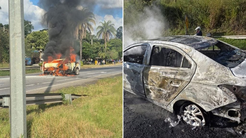 carro pega fogo ribeirao das neves