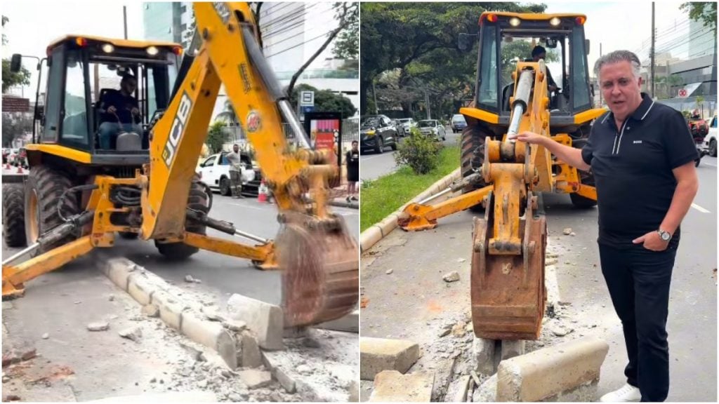 Álvaro Damião em obra da ciclovia na Afonso Pena, em BH