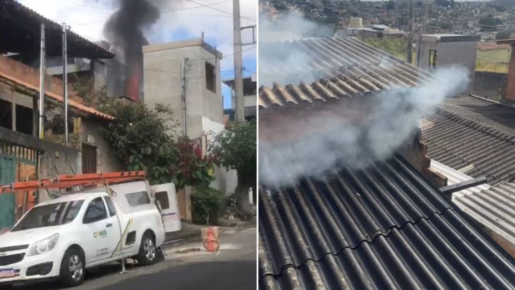 mulher coloca fogo própria casa contagem