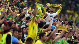 torcida da seleção brasileira em jogo da copa do mundo