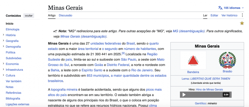 Wikipedia Minas Gerais