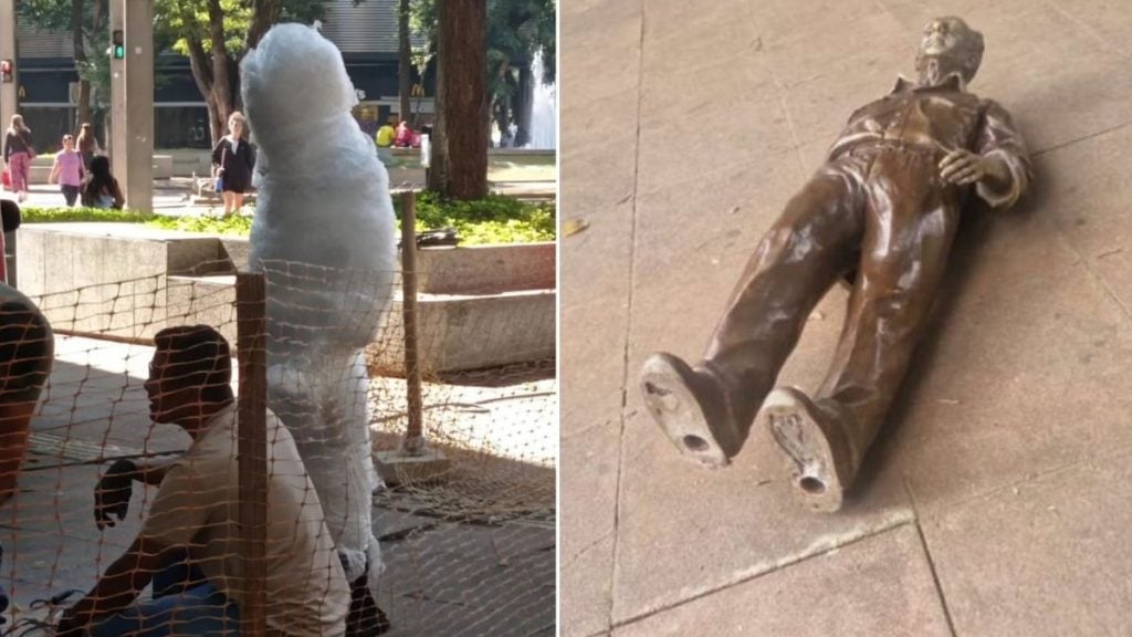 Estátua Roberto Drummond é reinstalada