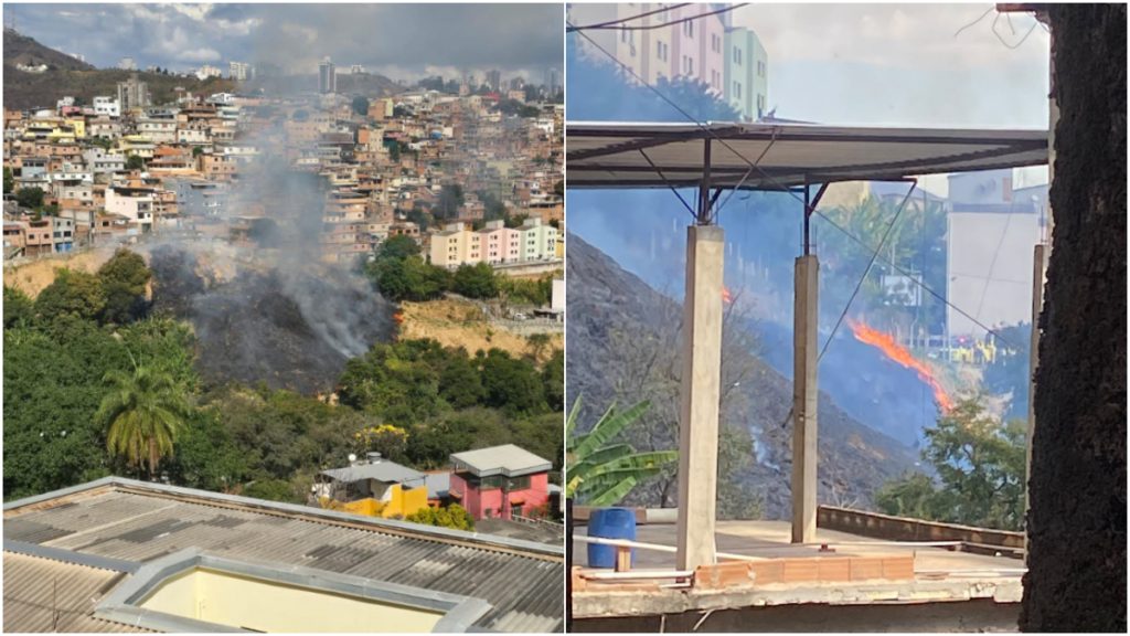 VÍDEO: fogo em área de vegetação mobiliza bombeiros no Santo Antônio, em BH