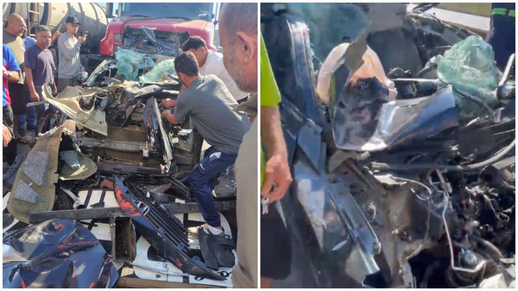 'Nasceu de novo': vídeo flagra momento em que motorista sai ileso de carro após ser prensado por duas carretas na BR-381