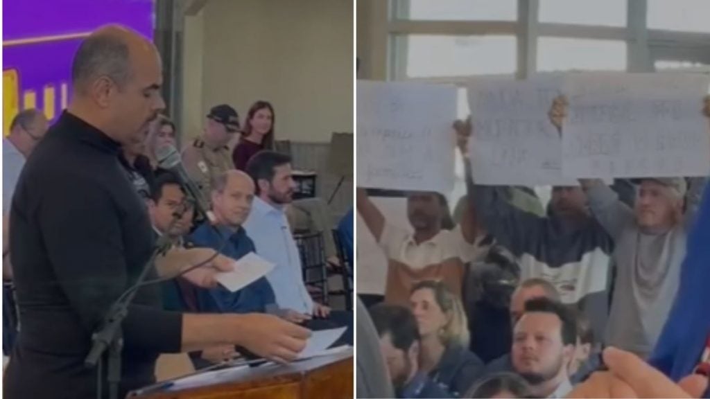 VIDEO: Simões rebate protesto durante inauguração do Metrô de BH: 'Sei quem paga a mortadela de vocês'