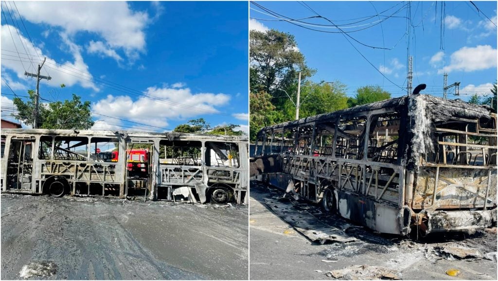 Ônibus pega fogo no bairro Horto em BH