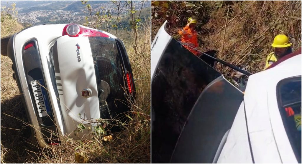 Um carro caiu de um penhasco na Serra do Rola Moça, em BH