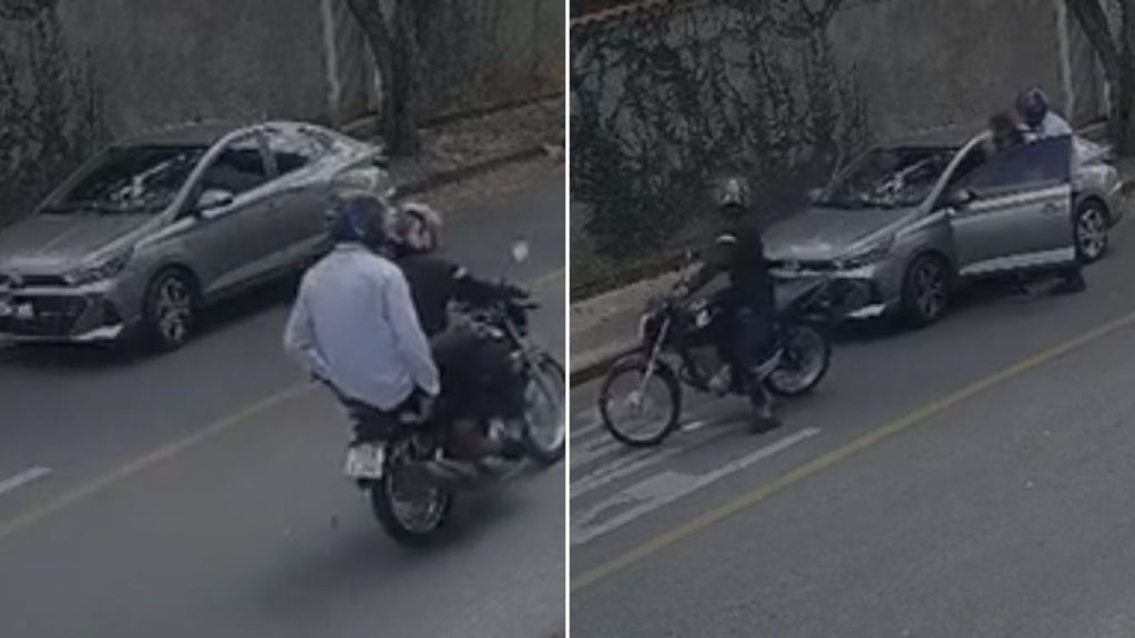 VÍDEO: Dupla de moto ‘monitora’ vítimas antes de roubar carro no Fernão Dias, em BH