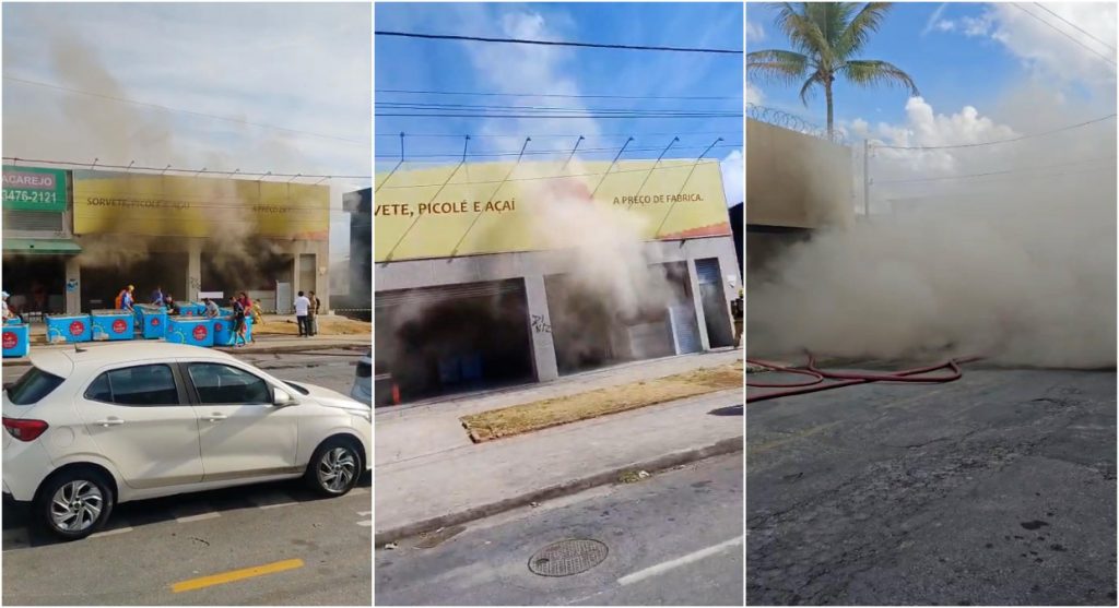 Um incêndio de grandes proporções continua mobilizando o Corpo de Bombeiros no bairro Rio Branco, em Venda Nova