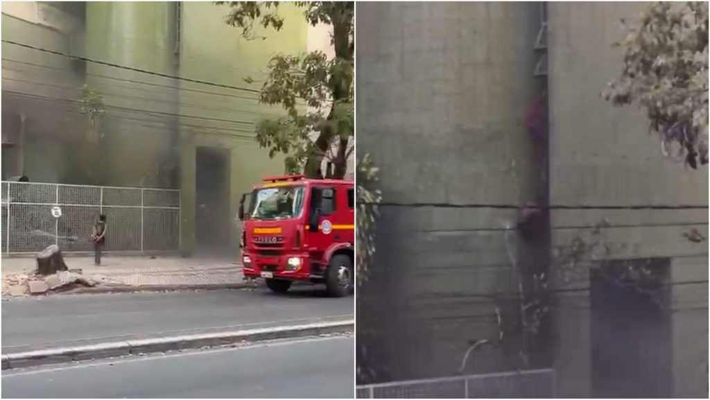 Pessoas pularam do segundo e terceiro andares de prédio abandonado da Oi que pegou fogo, em BH