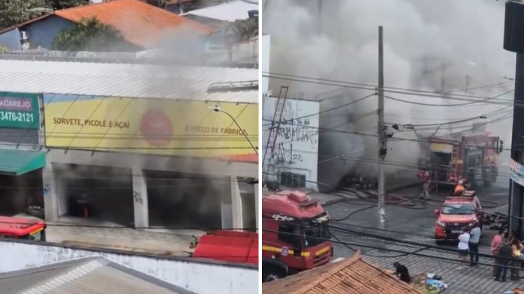 Incêndio de grandes proporções atinge lojas em Venda Nova, em BH