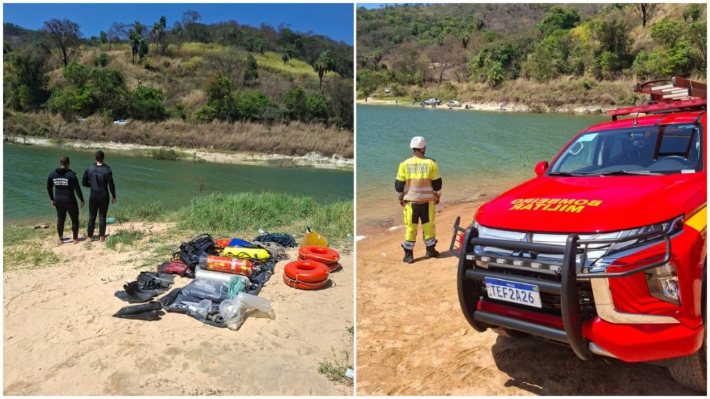 O corpo de bombeiros foi acionado para um afogamento na lagoa Várzea das Flores, em Betim, região metropolitana de BH, nesse domingo (30)