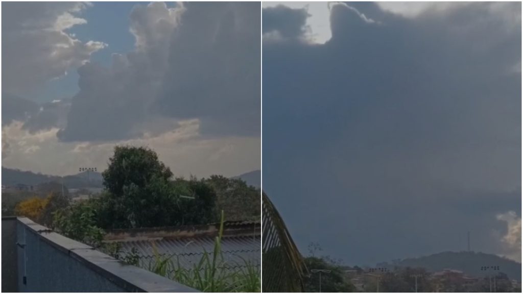 Cidades da Grande BH registram chuva na tarde desta segunda-feira (24), depois de dias de tempo seco. A capital mineira está em alerta.