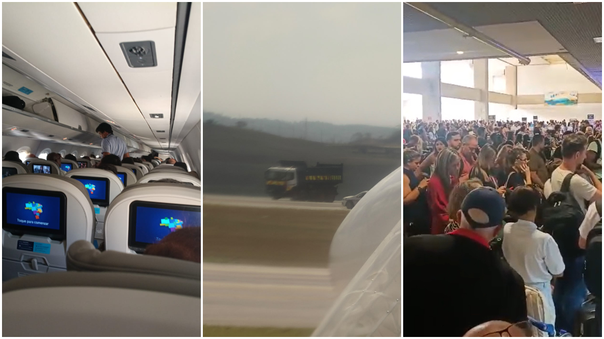 Buraco na pista causa caos no Aeroporto de Confins, em BH