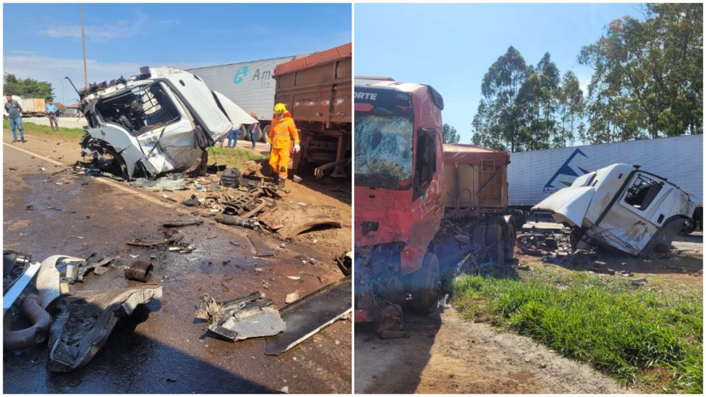 Cabine de carreta é arrancada com impacto de grave acidente na BR-040