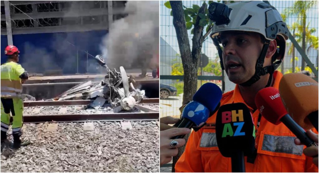 Bombeiros falam sobre queda de avião em área do metrô de BH