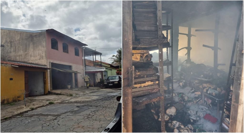 Um incêndio atingiu um dos cinco andares de uma casa no bairro Ribeiro de Abreu, em BH, onde estavam armazenados livros que em vendidos na internet