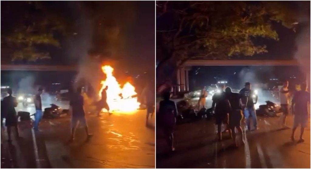 Moradores de Vespasiano e São José da Lapa fecham a MG-424 em protesto contra falta de energia