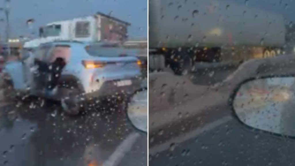 acidente envolvendo carro e carreta derrubam mureta do anel rodoviário bh