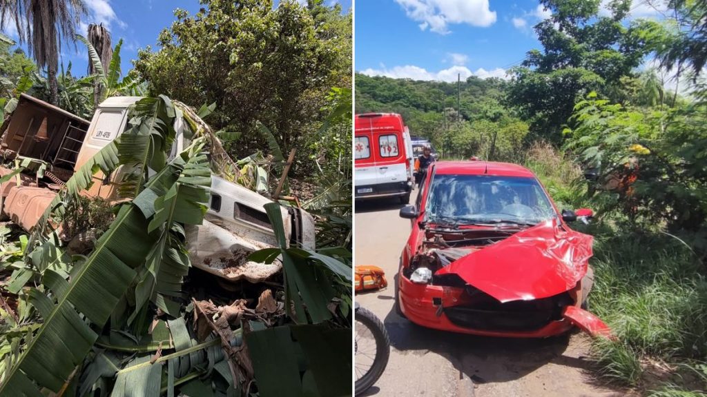 caminhão cai de barranco em acidente na BR 381, em santa luzia, grande bh