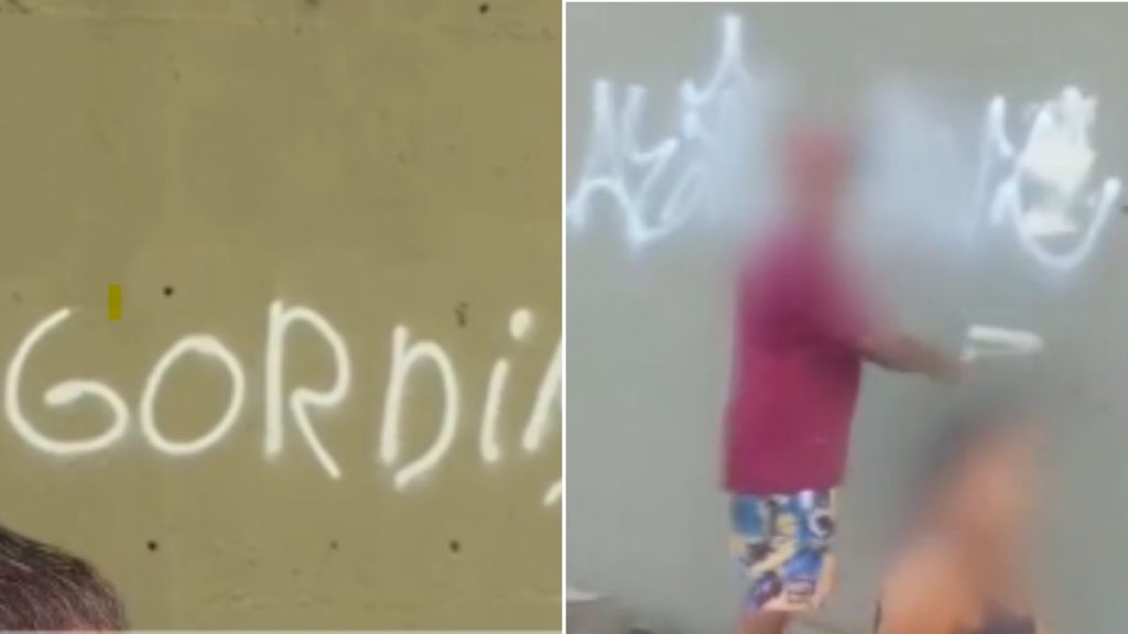 Pichador leva multa de R$ 2 mil e limpa próprio grafite em BH